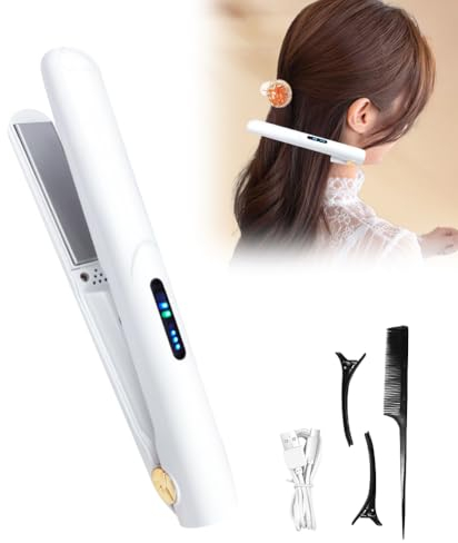 Mini Glätteisen Kabellos Haarglätter - 2 in 1 Keramik Glätteisen Ohne Kabel USB-Ladung, Schnelles Locken und Haare glätten, Einstellbare Temperatur, für alle Haare Friseur-Essentials