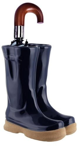 Dibor Blue Ceramic Hallway Umbrella Stand Rack Brolly Holder Basket