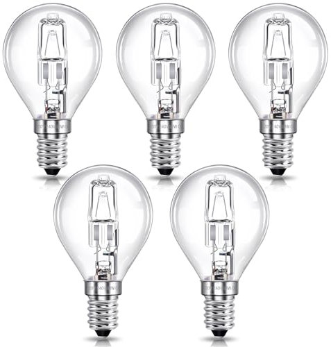 SCNNC E14 G45 lampe 28W Dimmbar 230V, lampe E14 28W Warmweiß 2700K, Klar Globe Classic G45 E14 Tropfenform für Deckenleuchte, Wandlampe, Stehlampe, 5 Stück