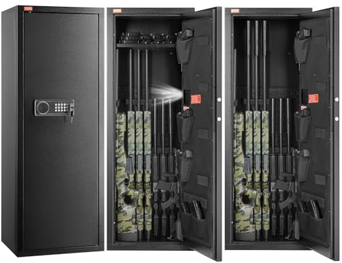 VEVOR 8-10 Rifle Safe with Lock and Digital Keypad High Gun Storage Cabinet Quick Access with Removable Shelf Rifle and Shotgun Cabinet for Home