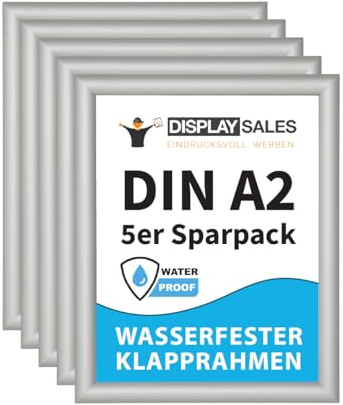 DISPLAY SALES – Set 5 cornici a scatto A2 in alluminio impermeabili | Cornici A2 da parete per esterni resistenti alle intemperie | Cornici per poster 42x60 cm con apertura rapida