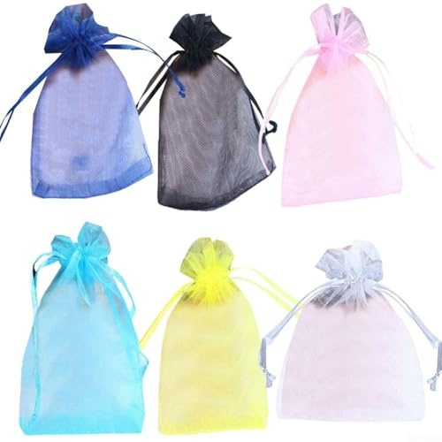 100 bolsas de protección contra insectos de organza transpirable para frutas y verduras en el jardín (azul poco profundo)