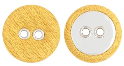 Lationday Botones de Tela Cubiertos, 20 Unidades, en Colores Variados, para Costura y Manualidades, Dos Agujeros pequeños, Ideales para Trajes, Vestidos, Batas y Blusas. (Amarillo, 12,5 mm)