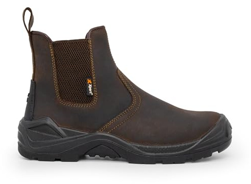 Xpert - Defiant S3 Safety Dealer Boots. Pull On Chelsea Steel Toe Cap Shoes, Comfortable And Water Resistant Work Boots For Men With Midsole Design For Safety and Ankle Support