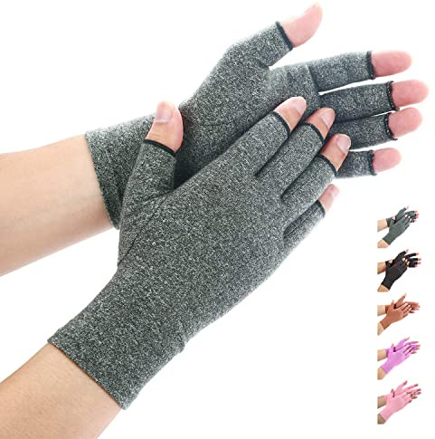 Duerer Guanti per donna e uomo, guanti senza dita per uso quotidiano, fingerless Gloves (Grigio, Grande)