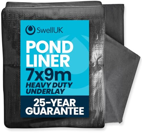 Swell UK 7m x 9m Pond Liner | 25-Year Guarantee | Heavy Duty Underlay | UV Resistant | Garden Fish Ponds