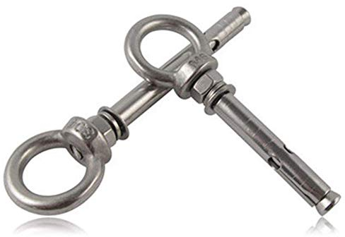 Bullone a occhiello lungo con anello di sollevamento, 2 pezzi, in acciaio inossidabile 304, bulloni di ancoraggio per muratura, calcestruzzo, bulloni ad anello resistenti, M8 x 70 mm