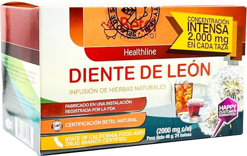 Premium Diente de Leon (Dandelion) Tea by Betel Natural - Detox and Cleansing - 24 Tea Bags