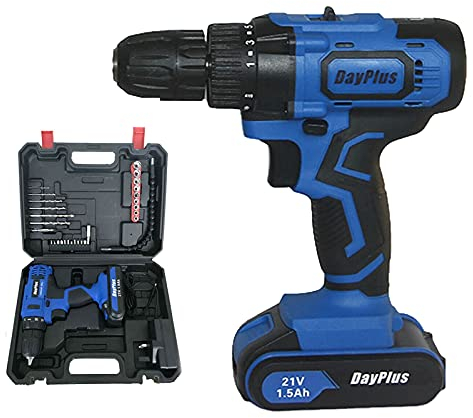 DayPlus Taladro Atornillador Inalámbrico 21V 45Nm 1 Batería Li-ion 1.5Ah 29 Accesorios