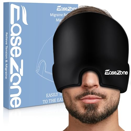EaseZone Gorro Migrañas, Gorro para Migrañas, Gorro Migrañas Frio, Gorro Frio para Migrañas, Gorro anti Migrañas, Gorro Gel Migrañas, Gorro Gel Frio para Dolor de Cabeza (Negro)