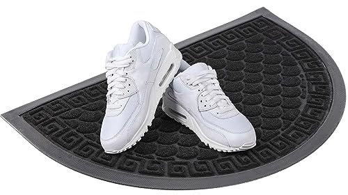 KADAX Fußmatte, Eingangsmatte aus robusten Polyester mit Gummiseite, Wiederstandfähige Schmutzfangmatte in 6 verschiedenen Mustern zur Wahl, Türmatte (Halbkreis 60x40cm, Anthrazit)