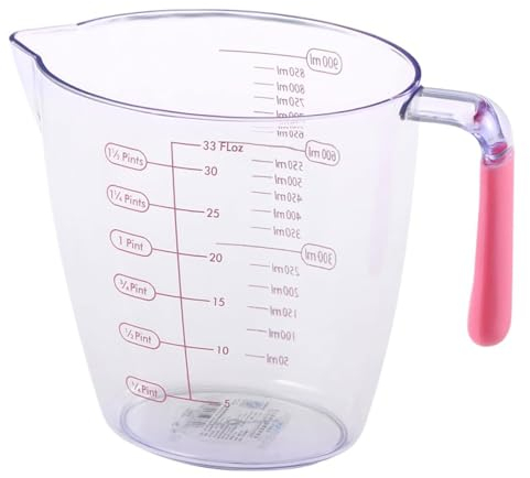 EMAFORO Gobelets à Liquide Tasse à mesurer graduée de 900 ML, Tasse à mesurer en Plastique Transparent, Outil de Balance de Cuisine, Facile à Lire