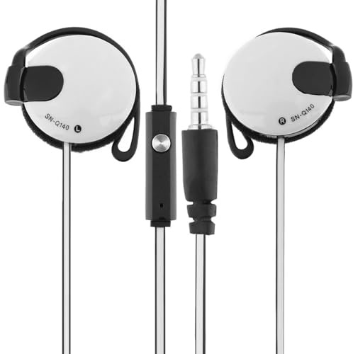 Auriculares tipo clip con cable – 3.5 mm con gancho para la oreja portátil, auriculares deportivos compatibles con teléfonos móviles, auriculares de clip con cable, auriculares de esponja para mujeres