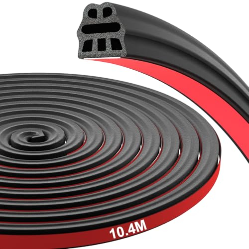 10.4M Joint Porte Voiture Caoutchouc Adhesif - alophoty Universel EPDM Joint de Porte de Voiture, Joint Caoutchouc Adhesif, Insulant Acoustique, Étanche, Résistant aux Intempéries