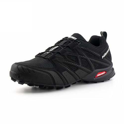 Hitmars Chaussures de Trail Homme Femme Chaussures de Trail Running Baskets Trekking Chaussure de Randonnee Outdoor Antidérapante Respirantes Chaussures de Marche Noir EU 45