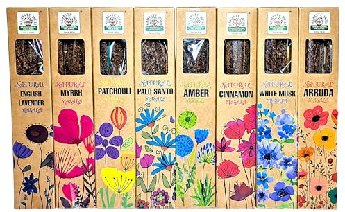 Incienso Natural Original - 8 Aromas Premium (Lavanda, Palo Santo, Almizcle y Más) | Sin Tóxicos, Ecológico y Artesanal | Aromaterapia, Yoga, Meditación | Quemado Duradero, 30g (4)