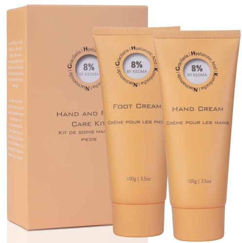 8% - Set Crème Pieds et Mains Hydratantes et Réparatrices - Kombucha, Acide Hyaluronique et Niacinamide - Tous types de peau - Sans parabènes, sulfates - 2x100g
