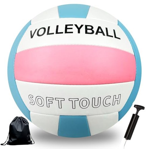 Bibykivn Ballon de Volleyball,Ballon Beach Volley,Soft Touch Volleyball, De Plage Adultes et Enfants,Articles avec des Sacs à Dos et des Sacs en Filet pour Pompe,Taille Officielle 5 (D)