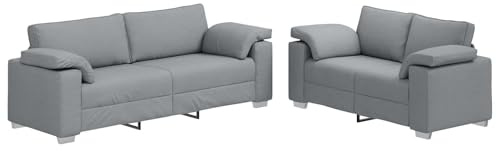 vidaXL Divano 2 PCS Grigio Chiaro 219 x 80 x 82 cm Tessuto, Salotto, Divano a 2 posti Rettangolare, Design Moderno e Traspirante, Stoffa Durevole e Comoda