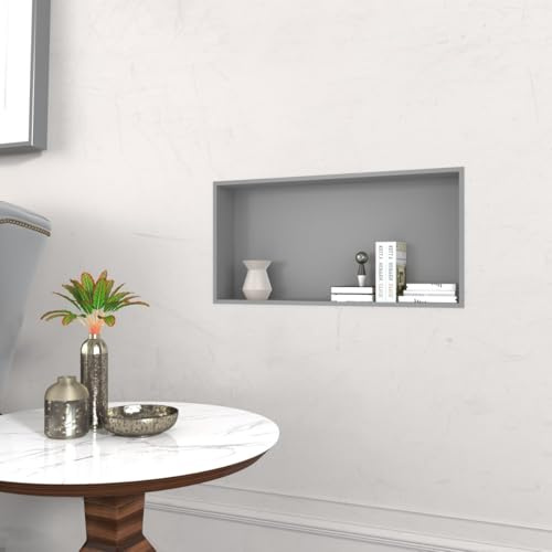 GY Bath Shower Niche Wall Insert, Brush Grey Stainless Steel Recessed Wall Niche, 61 x 30.5 x11.3 cm Single Shelf Bathroom Shower Storage