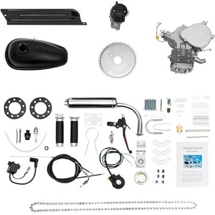 Mqwdxzfes 80cc 2-takts cykelmotorsats, motoriserad cykelkonverteringssats med 44Z-kedja, enkel cylinder tvåtaktsmotor, elcykelmotorset för mountainbike/racercyklar, enkel installation, upp till 40 km