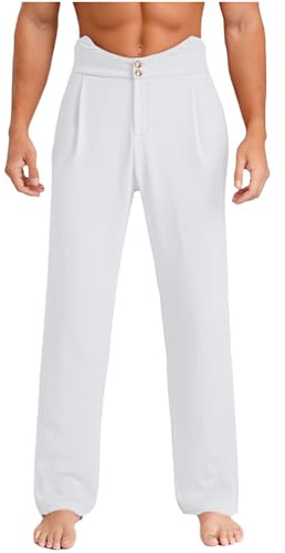 Choomomo Pantalones de danza largos rectos para hombre con fondo estándar para bailes de salón clásicos, de cintura alta, estilo retro jazz para actuaciones en escenario, competición, baile de salón