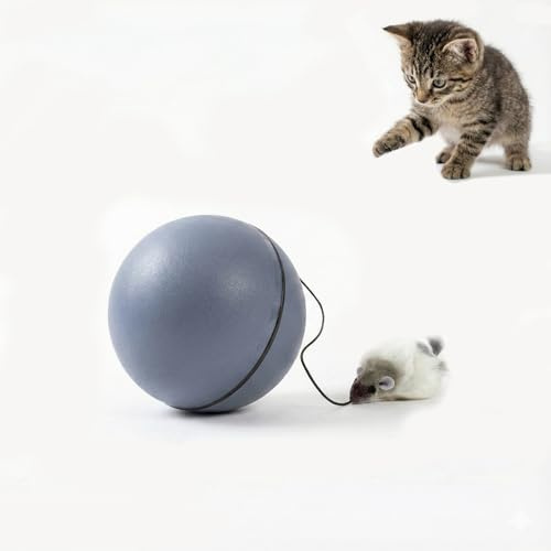 Qumox Giocattolo per gatti intelligente – Palla intelligente rotante automatica | Giocattolo interattivo per gatti da interni, giocattolo intelligente con movimento automatico