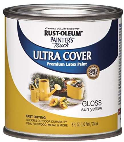Rust-Oleum 1945730 Painter's Touch Latex Paint, Half Pint, Gloss Sun Yellow, 8 Fl Oz (Pack of 1)