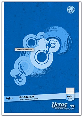 Ursus Basic 608741020 Briefblock A5 50 Blatt 70g/qm 5mm kariert