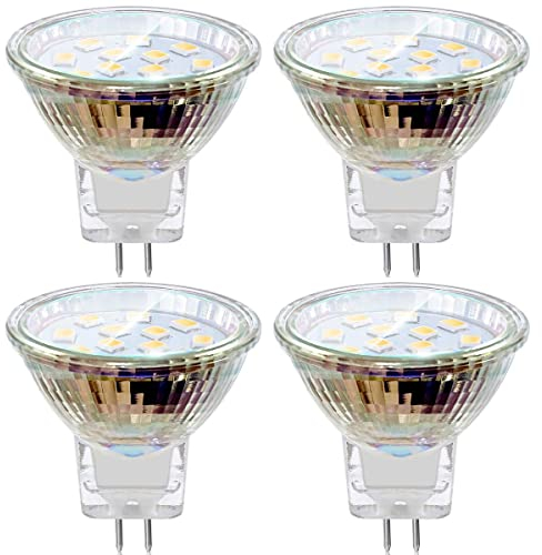 SANSUN LED-Leuchtmittel, Spot, MR11 GU4.0, 12V Wechselstrom/Gleichstrom, Flutlicht-Birne, GU4-Sockel, 3 Watt (entspricht 20 Watt), 4000K (Tageslicht-Weiß) 4er Pack LED-Lampen
