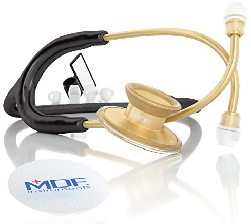 MDF Acoustica leichtes Zweikopf-Stethoskop - Gratis-Parts-for-Life MDF747XP-K11 | gold und Schwarz