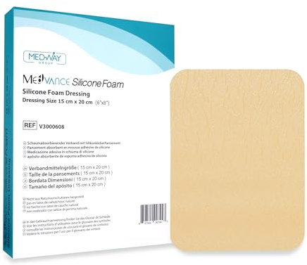 MedVancTM Silicona: apósito absorbente de espuma adhesiva de silicona, 15 cm x 20 cm, caja de 5 apósitos
