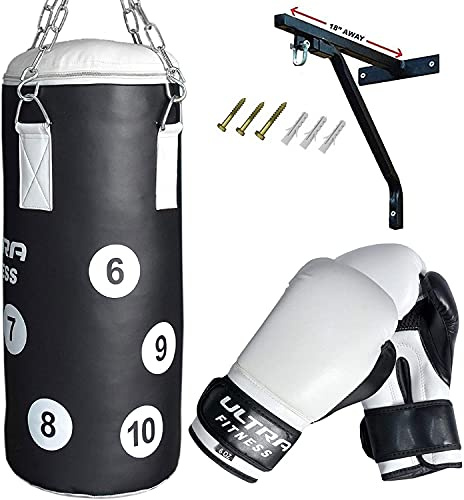 CROSSJAB Kids Punch Bag with Punching Gloves and Chain Unfilled Boxing Set Kids Punching Bag- Boxing Bag for Children kid’s boxing MMA Muay Thai Karate Workout (Boxing Set with Wall Brack)