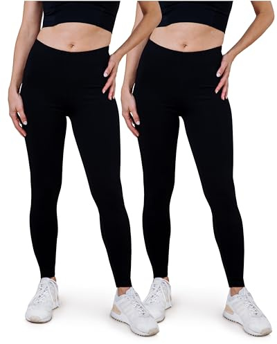 SES Leggings Opaques Femme, Lot de 2, Noir (36/38) / Leggings en Coton/Coupe Parfaite et Confort/Ensemble de Leggings pour Looks variés