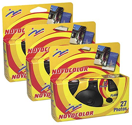 Novocolor - Fotocamere usa e getta con flash, 27 esposizioni con flash, 3 unità