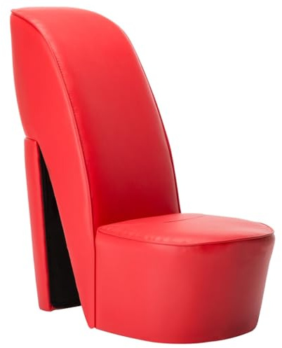 vidaXL Sillón Forma de Zapato Tacón Cuero Sintético Mobiliario Decoración Estructura Robusta Duradera Elegante Tapizado Suave Cómodo Estabilidad Rojo