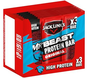 Jack Link's Protein Bar Beef Original, Pack of 30 x 22.5 g, low carb protein bar, protein bar, energy bar, snack for on the go and in the gym, fitness, high protein snack