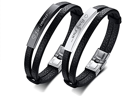 Für Immer und Ewig Paar Armbänder, Unisex Inspirational Schmuck Doppelschichten PU Leder Armband Sein und Ihr Distanz Matching Set Für Weihnachten Jubiläum Hochzeit Geburtstag Valentinstag