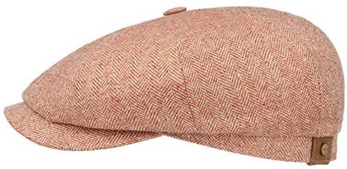 Stetson Hatteras Silk Peaked Cap Balloon Flat Cap UV 40+ Herringbone Men Women Summer Winter Red