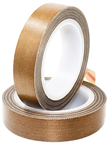 QIQN PTFE Teflon Tape Self Adhesive High Temperature + 260 ℃ Low Friction for Vacuum Hand and Impulse Sealers 13mm x 10m 2 Rolls