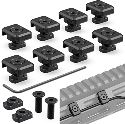 Guardtier CGM909 Pressure Switch Cable Guides Compatible with M-LOK System, Flashlight Laser Wire Management Clips 8 Pack - Black (Black)