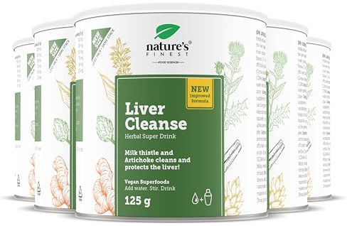 Nature’s Finest Liver Cleanse Detox - Mezcla en Polvo con Cardo Mariano, Alcachofa y Cúrcuma - Fórmula Concentrada para el Bienestar Hepático y Digestivo - 5 x 125 g (125 Dosis)