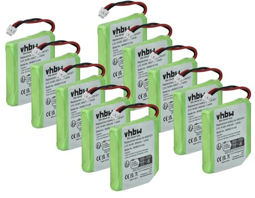 vhbw 10x Akku kompatibel mit AVM/Fritzphone MT-D schnurlos Festnetz Telefon (600 mAh, 2,4 V, NiMH)