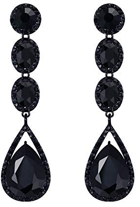 EVER FAITH Wedding Bridal Rhinestone Crystal Multi Teardrop Pierced Dangle Earrings