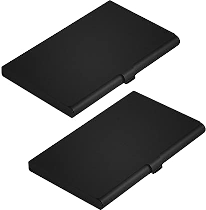 CiciIng Visitenkartenetui, 2 Stück Aluminium Visitenkarten Etuis, Superleichter Visitenkartenhalter, Kartenetui für Damen und Herren (Schwarz)