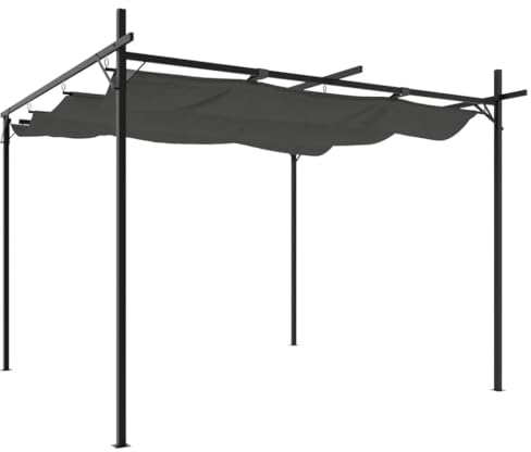 vidaXL Pergola avec Toit Rétractable, Abri de Soleil, Tonnelle, Pavillon de Jardin Patio Terrasse Arrière-Cour Extérieur, Anthracite 295x292x230 cm
