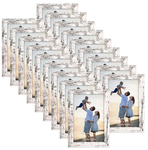 EYMPEU 18-Pack 6x4 Photo Frame, Slim Vintage White 6x4 Picture Frames, Elegant Design for Wall and Table Decoration