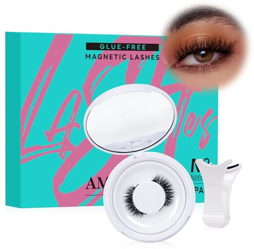 Ciglia magnetiche con applicatore a grappoli, kit di ciglia finte magnetiche naturali, estensioni di ciglia riciclabili con magneti, senza bisogno di colla per ciglia(1 coppia)