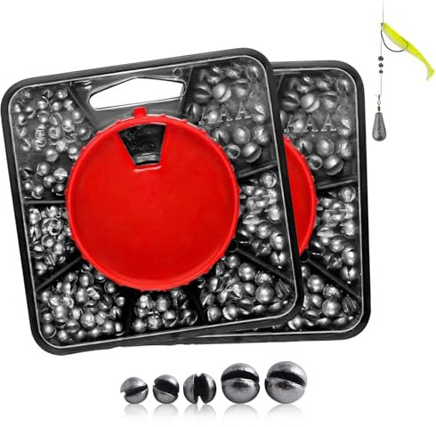 2 Boîtes 120g Plombs pour Pêche 7 Dimensioni Plomb Bouche Split Shot Amovibles avec Boîte de Rangement,Kit de Peche Plomb Peche Mer Plomb de Peche Réutilisable(0,4g/0,5g/0,6g/0,8g/1g/1,2g/1,5g)