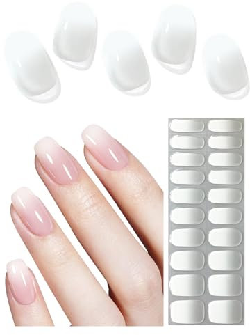 Wahrshei Milky Ombre - 20 pellicole autoadesive per unghie, in gel UV, per unghie